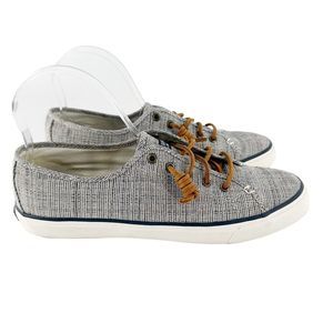 Sperry Shoes Womens 9.5 Blue Linen Crest Vibe Lace Up Low Top Canvas Sneaker